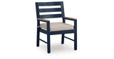 East Beach Blue Outdoor Arm Chair with Cushion (Set of 2) from Ashley Furniture - Luna Furniture