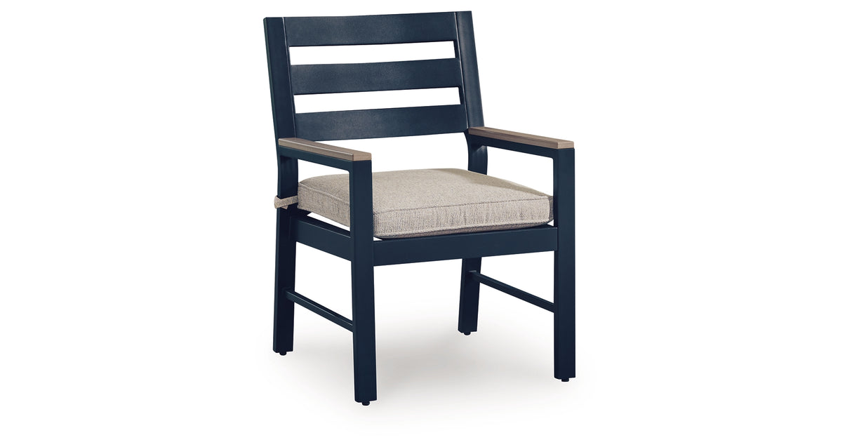 East Beach Outdoor Dining Table and 4 Chairs in Navy Blue/Driftwood from Ashley Furniture - Luna Furniture