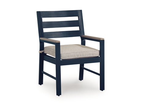 East Beach Outdoor Dining Table and 6 Chairs in Navy Blue/Driftwood from Ashley Furniture - Luna Furniture