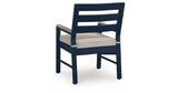 East Beach Blue Outdoor Arm Chair with Cushion (Set of 2) from Ashley Furniture - Luna Furniture