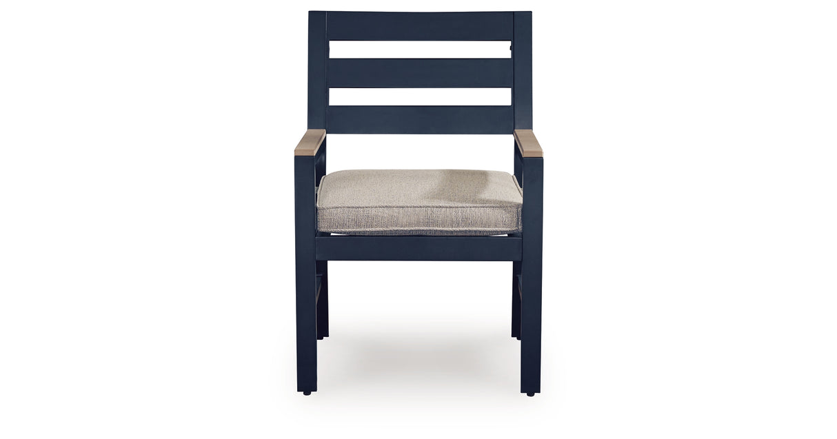 East Beach Outdoor Dining Table and 4 Chairs in Navy Blue/Driftwood from Ashley Furniture - Luna Furniture