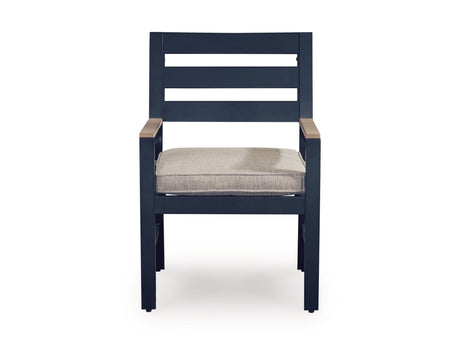 East Beach Outdoor Dining Table and 6 Chairs in Navy Blue/Driftwood from Ashley Furniture - Luna Furniture