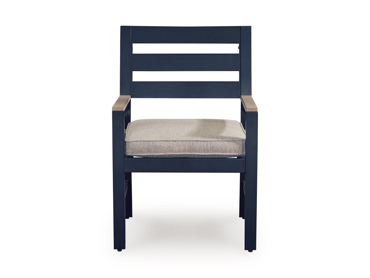 East Beach Outdoor Dining Table and 6 Chairs in Navy Blue/Driftwood from Ashley Furniture - Luna Furniture