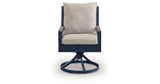 East Beach Blue Outdoor Swivel Chair with Cushion (Set of 2) from Ashley Furniture - Luna Furniture