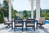 East Beach Outdoor Dining Table and 6 Chairs in Navy Blue/Driftwood from Ashley Furniture - Luna Furniture