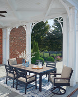 East Beach Outdoor Dining Table and 6 Chairs in Navy Blue/Driftwood from Ashley Furniture - Luna Furniture