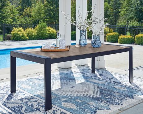 East Beach Outdoor Dining Table and 6 Chairs in Navy Blue/Driftwood from Ashley Furniture - Luna Furniture