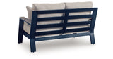 East Beach Outdoor Sofa and Loveseat in Navy Blue/Driftwood from Ashley Furniture - Luna Furniture