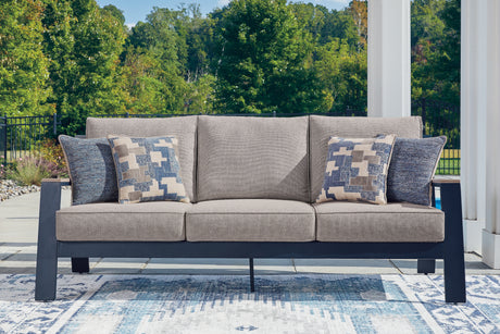 East Beach Outdoor Sofa and Loveseat in Navy Blue/Driftwood from Ashley - Luna Furniture