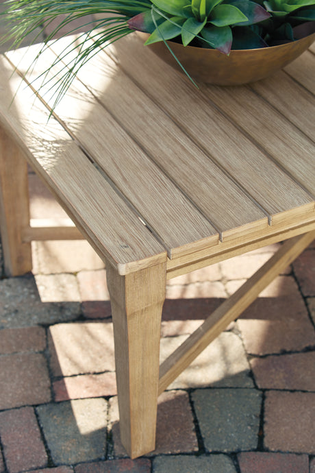 Carter Hall Outdoor Sofa with 2 Lounge Chairs and Coffee Table in Beige from Ashley - Luna Furniture