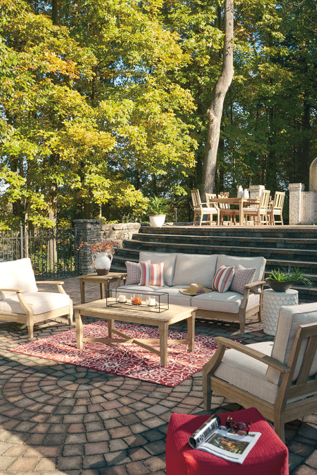 Carter Hall Outdoor Sofa with 2 Lounge Chairs and Coffee Table in Beige from Ashley - Luna Furniture