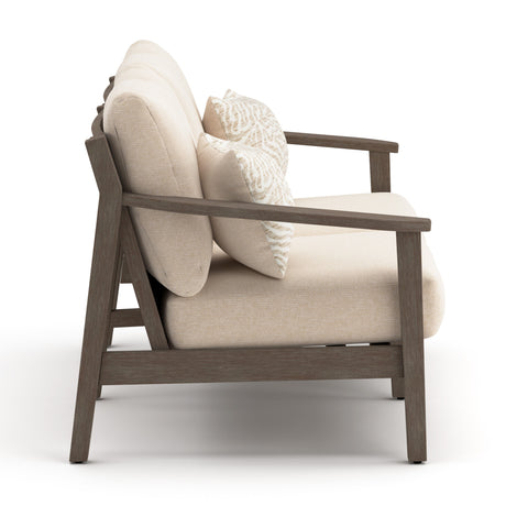 Adams Lane Dark Brown/Beige Outdoor Loveseat from Ashley - Luna Furniture