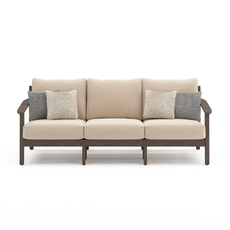 Adams Lane Dark Brown/Beige Outdoor Sofa from Ashley - Luna Furniture