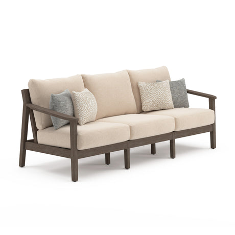 Adams Lane Dark Brown/Beige Outdoor Sofa from Ashley - Luna Furniture