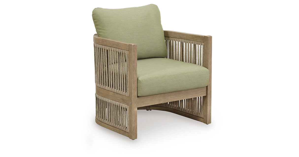 Serena Shores Outdoor Sofa and 2 Chairs in Beige/Green from Ashley Furniture - Luna Furniture