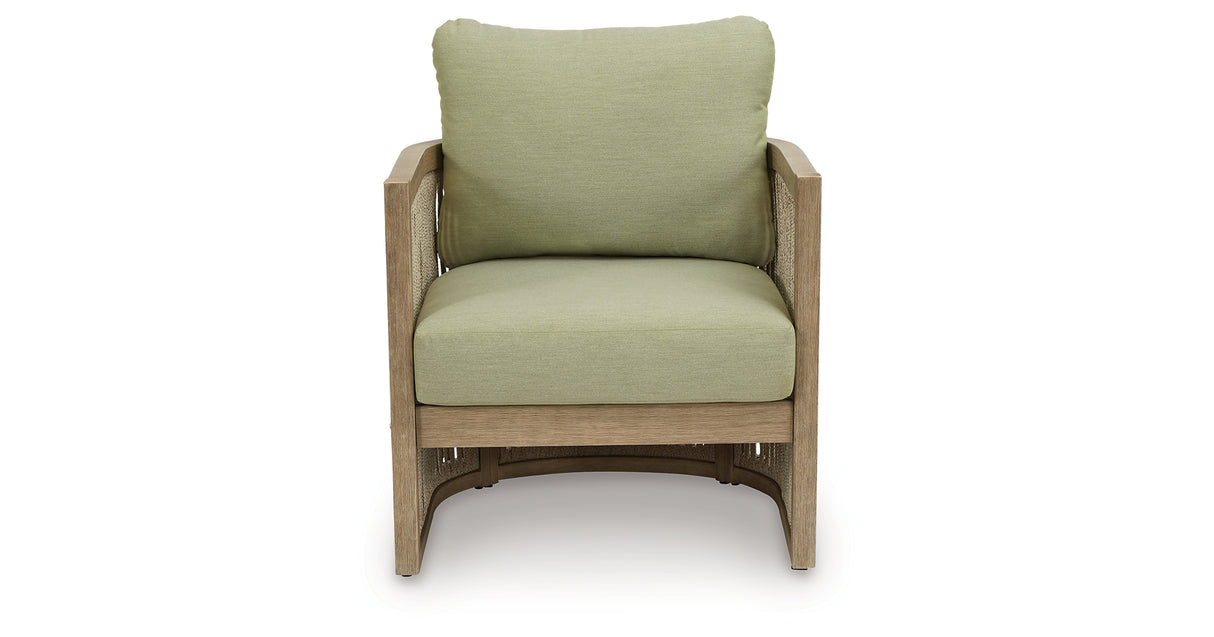 Vision Lane Beige/Green Outdoor Lounge Chair (Set of 2) from Ashley Furniture - Luna Furniture