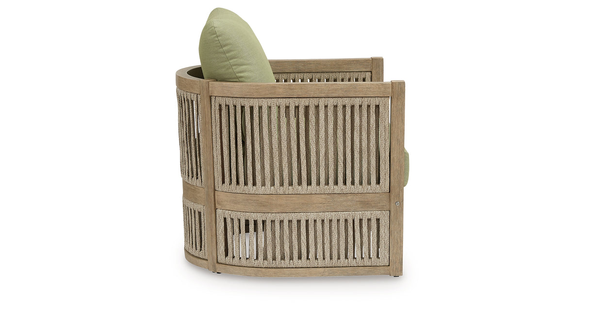 Vision Lane Beige/Green Outdoor Lounge Chair (Set of 2) from Ashley Furniture - Luna Furniture