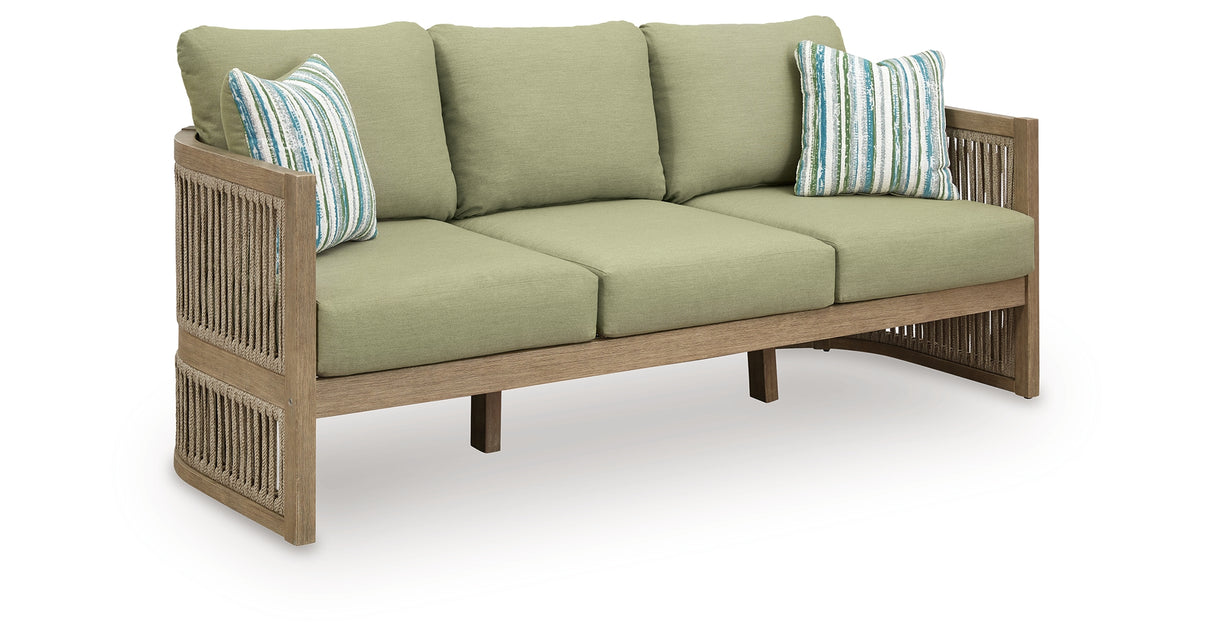 Vision Lane Beige/Green Outdoor Sofa with Cushion from Ashley Furniture - Luna Furniture