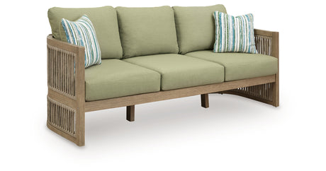 Serena Shores Outdoor Sofa and 2 Chairs in Beige/Green from Ashley Furniture - Luna Furniture