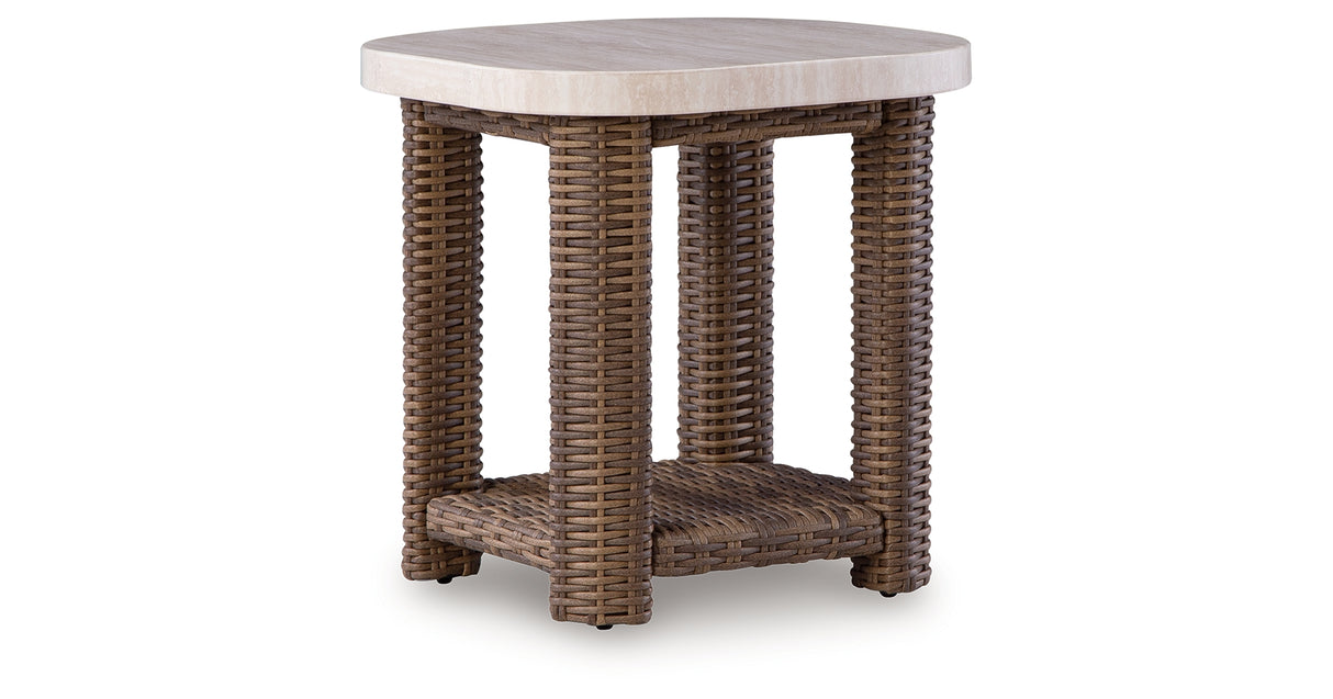 Dolan Creek Beige/Brown Outdoor End Table from Ashley - Luna Furniture