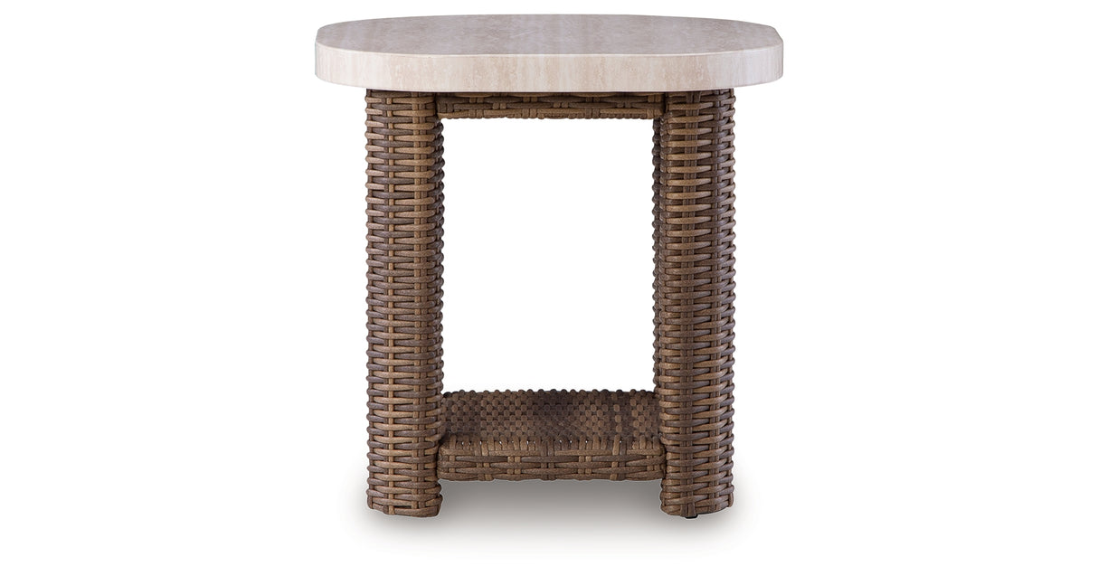 Dolan Creek Beige/Brown Outdoor End Table from Ashley - Luna Furniture