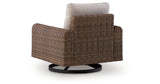 Dolan Creek Gray/Brown Outdoor Swivel Lounge Chair with Cushion from Ashley - Luna Furniture