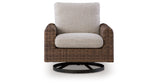 Dolan Creek Gray/Brown Outdoor Swivel Lounge Chair with Cushion from Ashley - Luna Furniture