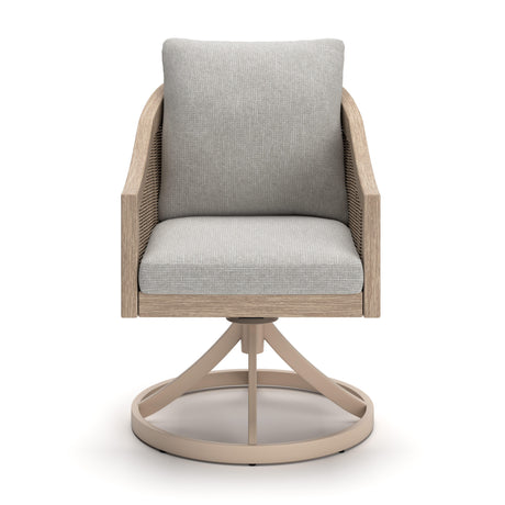 Thunder Trails Light Gray/Beige Outdoor Swivel Chair, Set of 2 from Ashley - Luna Furniture
