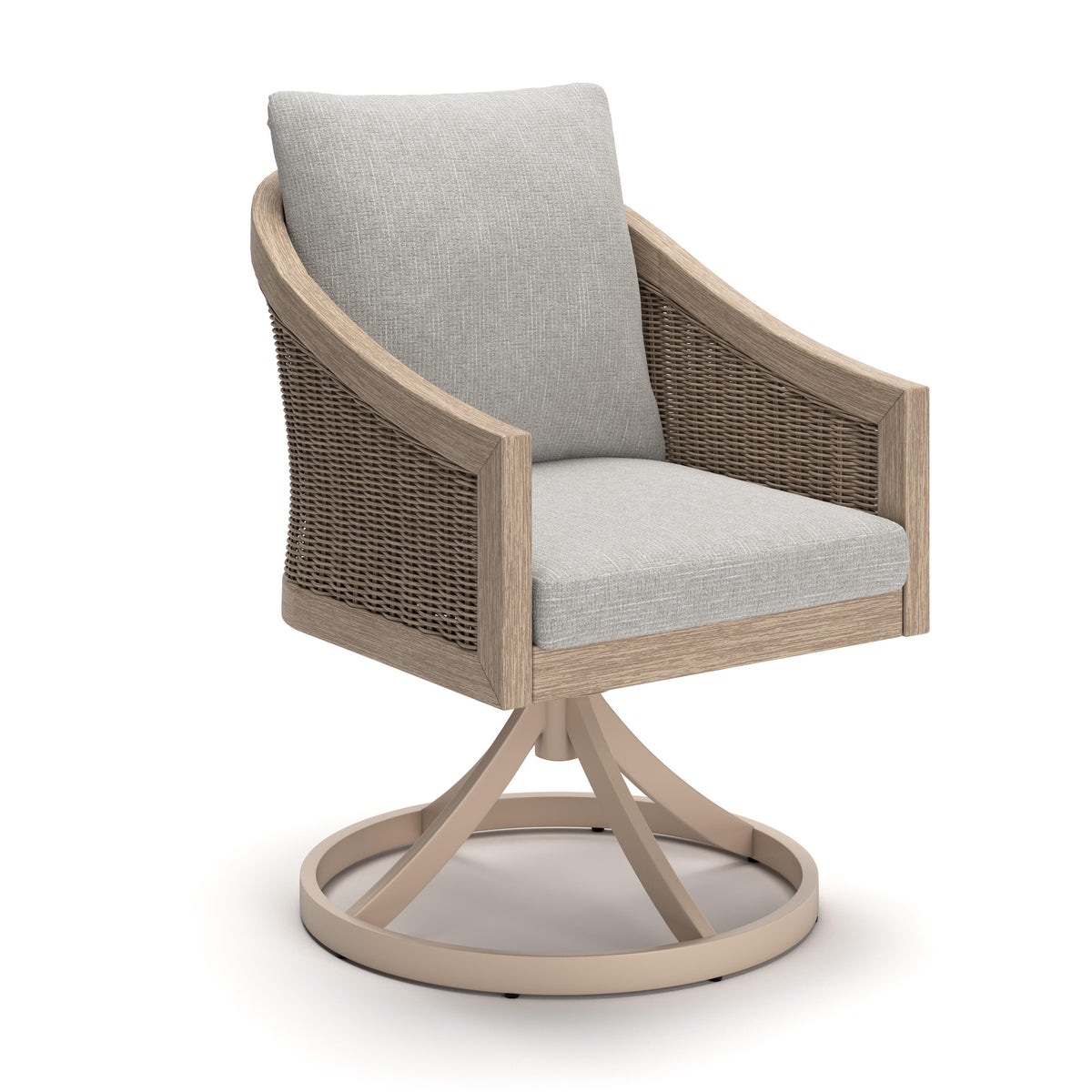 Thunder Trails Light Gray/Beige Outdoor Swivel Chair, Set of 2 from Ashley - Luna Furniture