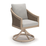 Thunder Trails Light Gray/Beige Outdoor Swivel Chair, Set of 2 from Ashley - Luna Furniture