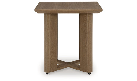 Serene Bay 2 Outdoor Lounge Chairs with End Table in Dark Brown/White from Ashley Furniture - Luna Furniture