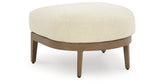 Serene Bay Dark Brown/White Outdoor Ottoman with Cushion from Ashley - Luna Furniture