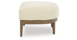 Serene Bay Dark Brown/White Outdoor Ottoman with Cushion from Ashley - Luna Furniture