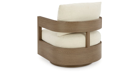 Serene Bay Dark Brown/White Outdoor Swivel Glider Chair with Cushion from Ashley Furniture - Luna Furniture