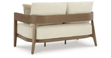 Serene Bay Outdoor Sofa and Loveseat in Dark Brown/White from Ashley Furniture - Luna Furniture
