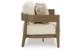 Serene Bay Outdoor Sofa and Loveseat in Dark Brown/White from Ashley Furniture - Luna Furniture
