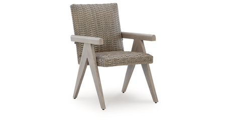 Cliff Trails Beige Outdoor Arm Chair from Ashley Furniture - Luna Furniture