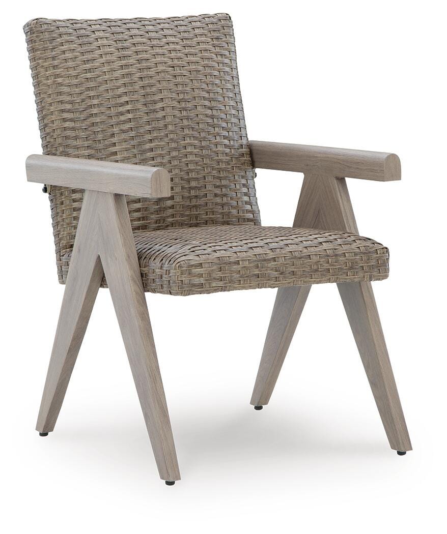 Cliff Trails Outdoor Dining Table and 4 Chairs in Beige from Ashley Furniture - Luna Furniture