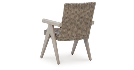 Cliff Trails Beige Outdoor Arm Chair from Ashley Furniture - Luna Furniture