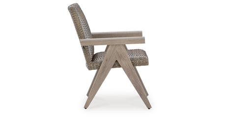 Cliff Trails Beige Outdoor Arm Chair from Ashley Furniture - Luna Furniture