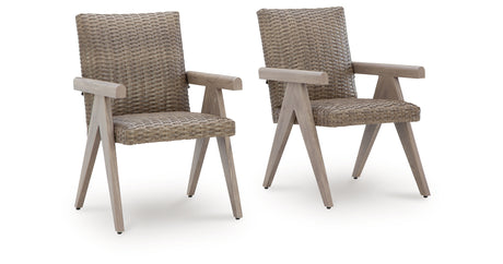 Cliff Trails Beige Outdoor Arm Chair from Ashley Furniture - Luna Furniture