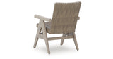 Cliff Trails Outdoor Dining Table and 4 Arm Chairs in Beige from Ashley Furniture - Luna Furniture