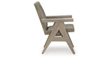 Cliff Trails Outdoor Dining Table and 4 Arm Chairs in Beige from Ashley Furniture - Luna Furniture