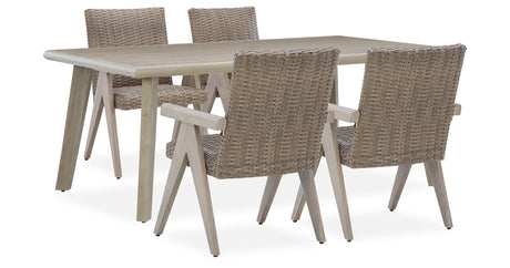 Cliff Trails Outdoor Dining Table and 4 Chairs in Beige from Ashley Furniture - Luna Furniture