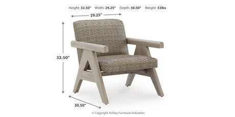 Cliff Trails Outdoor Fire Pit Table and 4 Chairs in Beige from Ashley Furniture - Luna Furniture