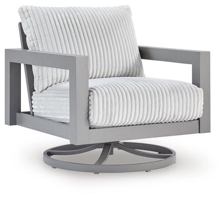 Hurley Park Gray Outdoor Swivel Chair with Cushion from Ashley Furniture - Luna Furniture