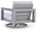 Hurley Park Gray Outdoor Sofa, 2 Lounge Chairs and Coffee Table from Ashley Furniture - Luna Furniture