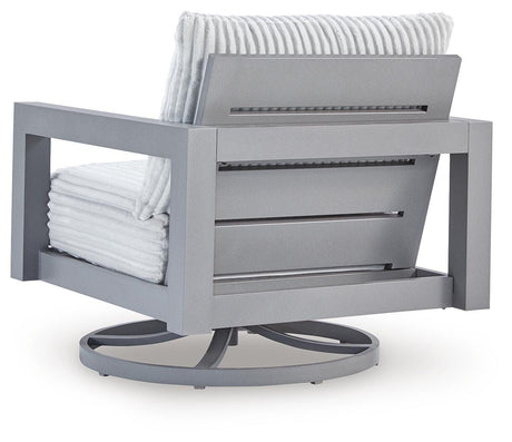 Hurley Park Gray Outdoor Sofa, 2 Lounge Chairs and Coffee Table from Ashley Furniture - Luna Furniture