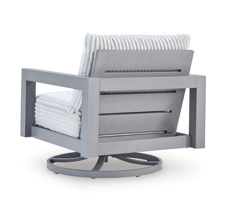 Hurley Park Outdoor Sofa and 2 Chairs with Coffee Table in Gray from Ashley Furniture - Luna Furniture