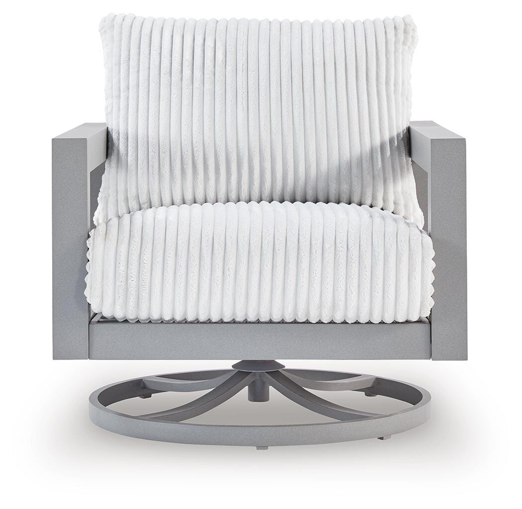 Hurley Park Gray Outdoor Sofa, 2 Lounge Chairs and Coffee Table from Ashley Furniture - Luna Furniture